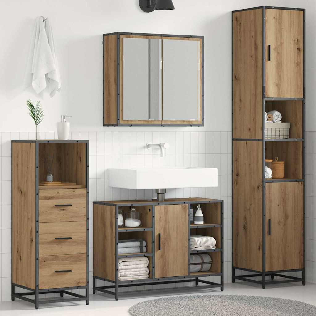 Baderomsinnredningssett 3 pcs Artisan Eik Konstruert tre