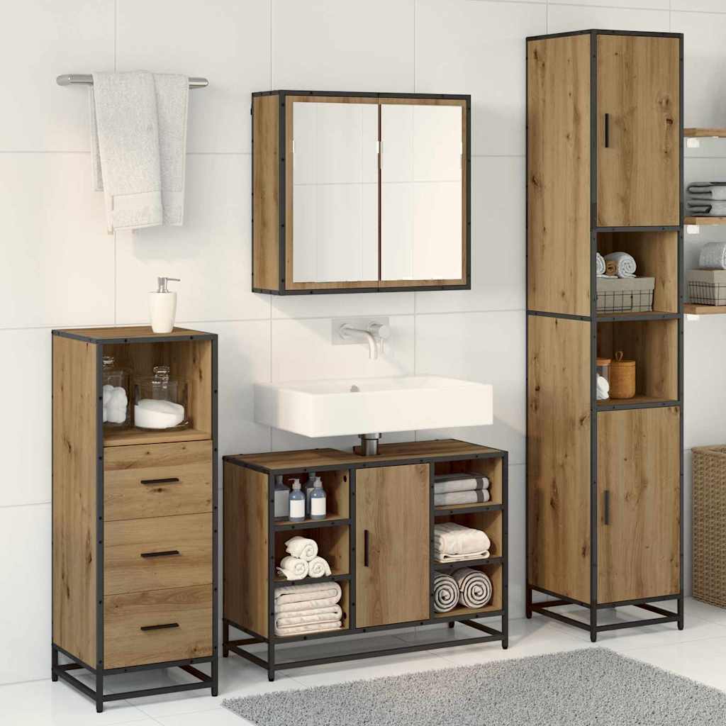 Baderomsinnredningssett 3 pcs Artisan Eik Konstruert tre
