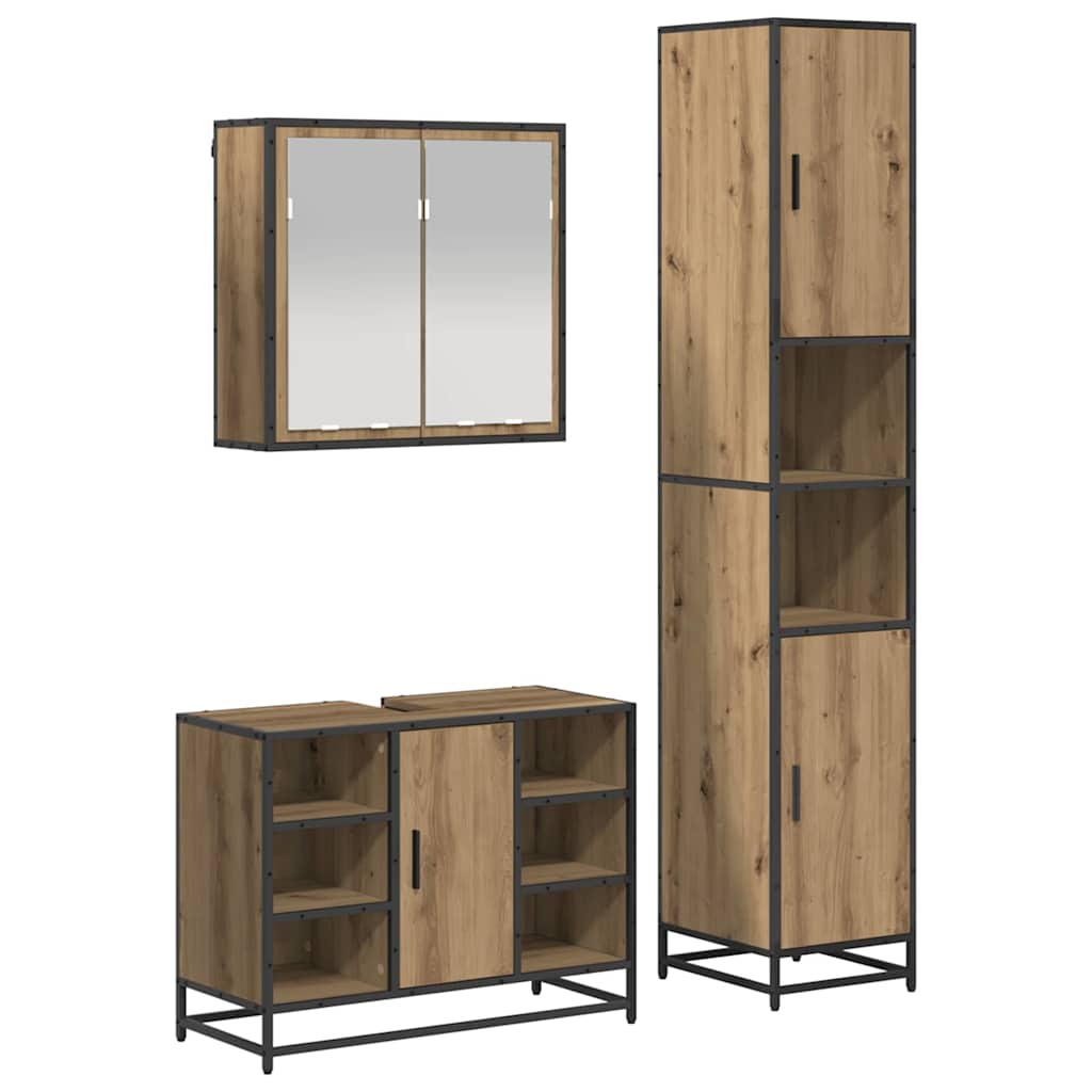 Baderomsinnredningssett 3 pcs Artisan Eik Konstruert tre