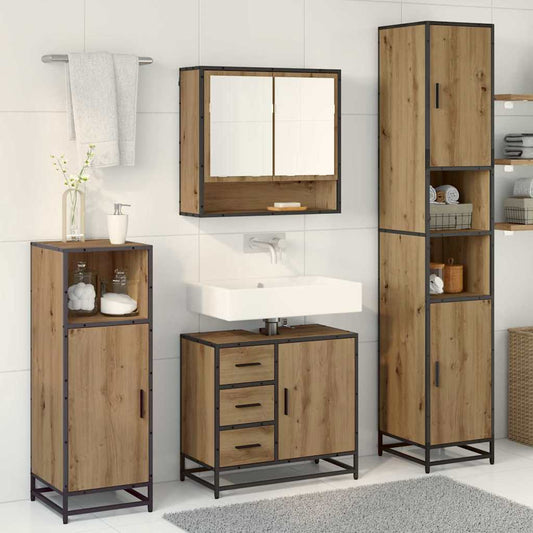 Baderomsinnredningssett 3 pcs Artisan Eik Konstruert tre