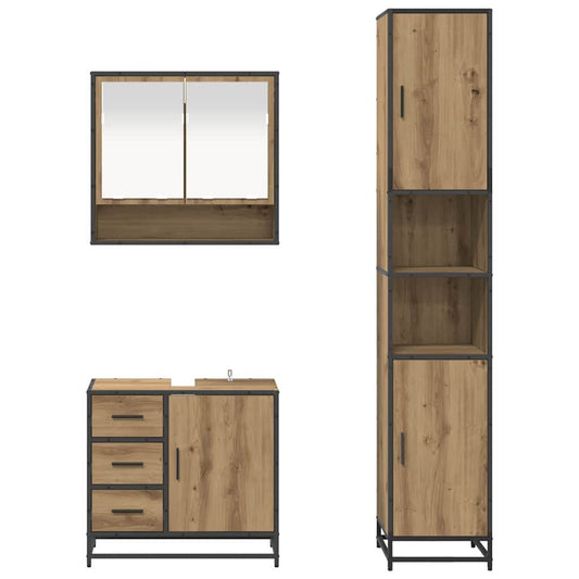 Baderomsinnredningssett 3 pcs Artisan Eik Konstruert tre