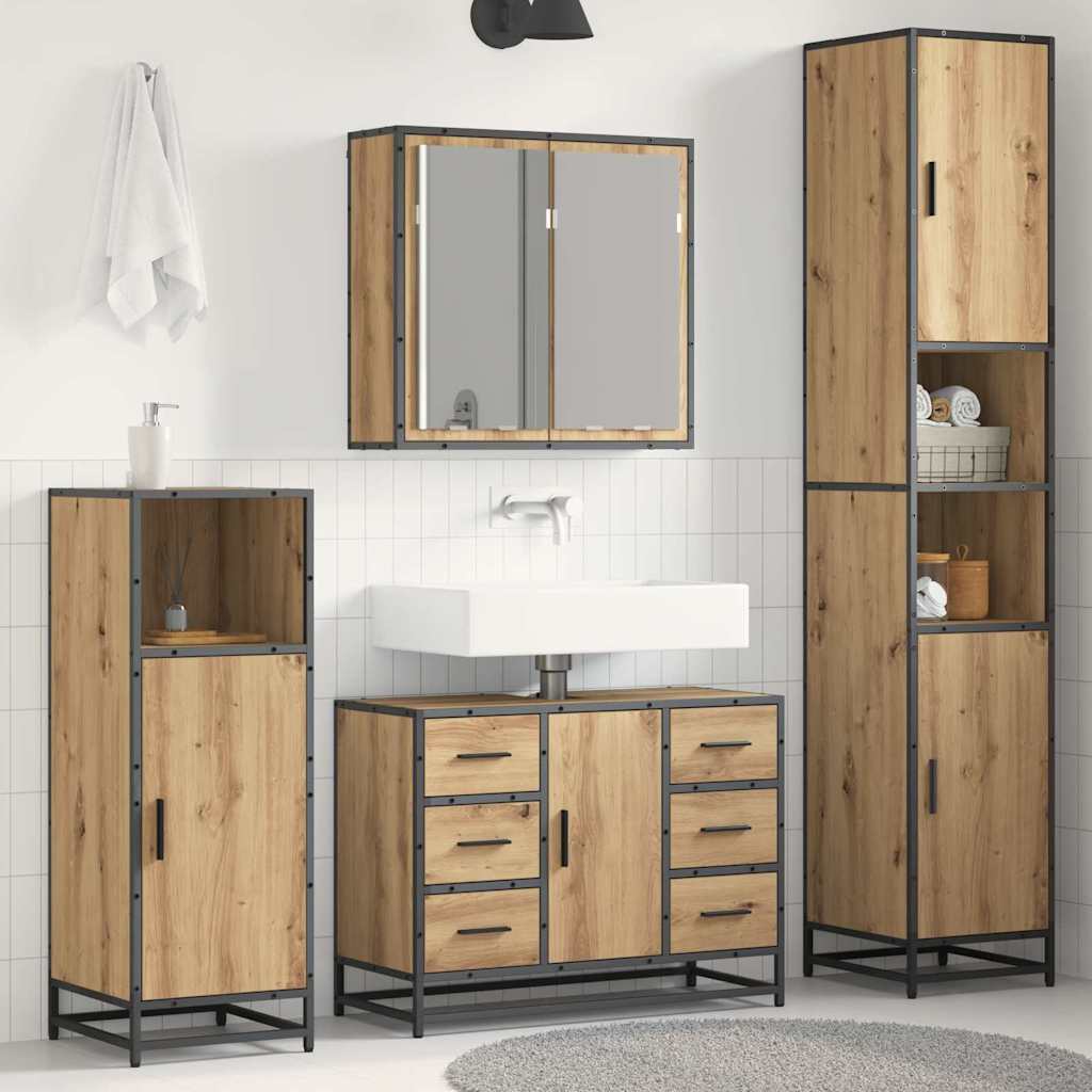 Baderomsinnredningssett 3 pcs Artisan Eik Konstruert tre
