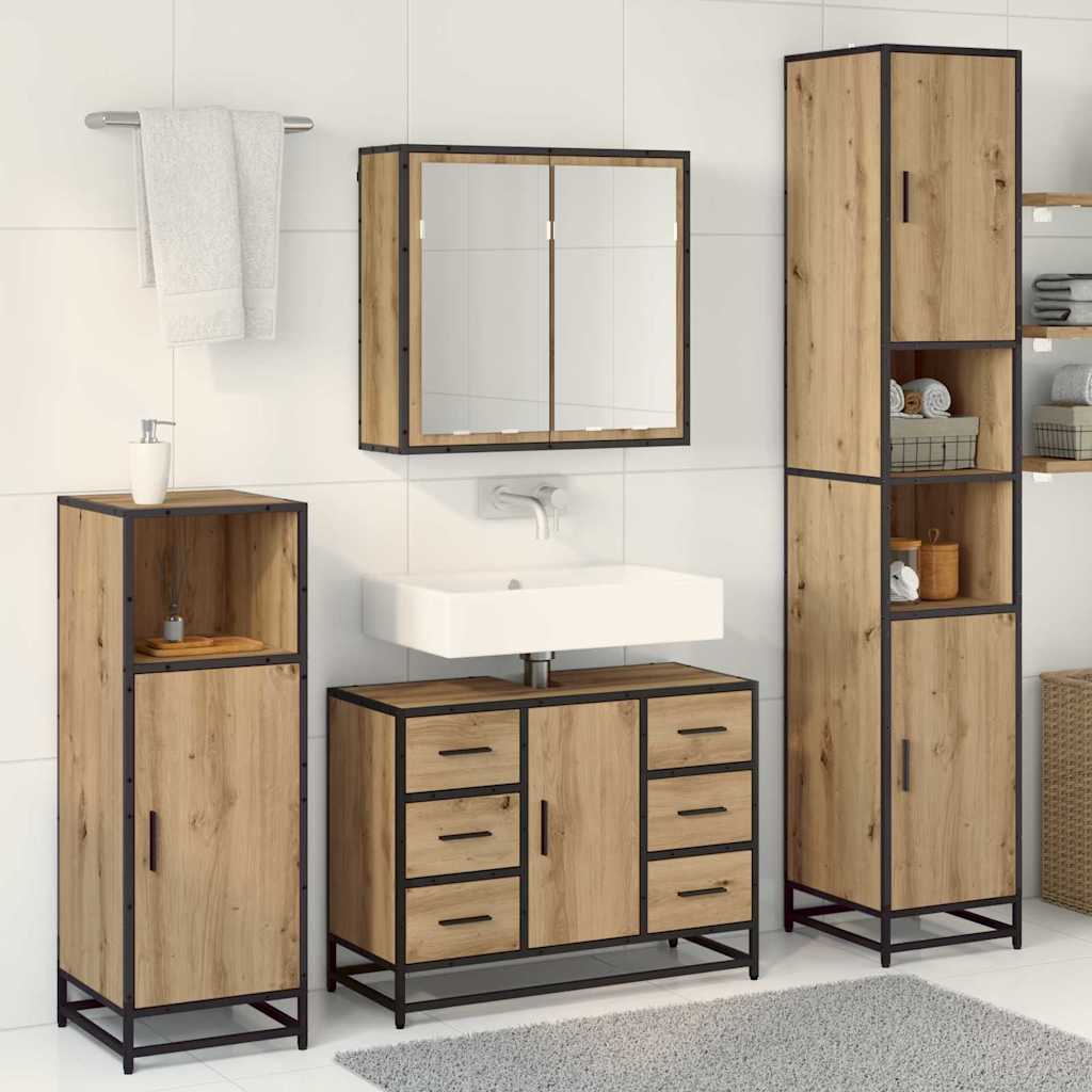 Baderomsinnredningssett 3 pcs Artisan Eik Konstruert tre