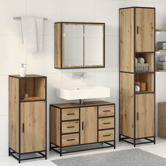 Baderomsinnredningssett 3 pcs Artisan Eik Konstruert tre