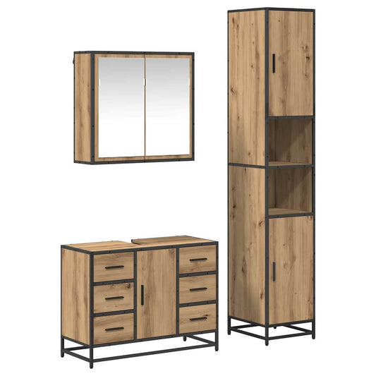 Baderomsinnredningssett 3 pcs Artisan Eik Konstruert tre