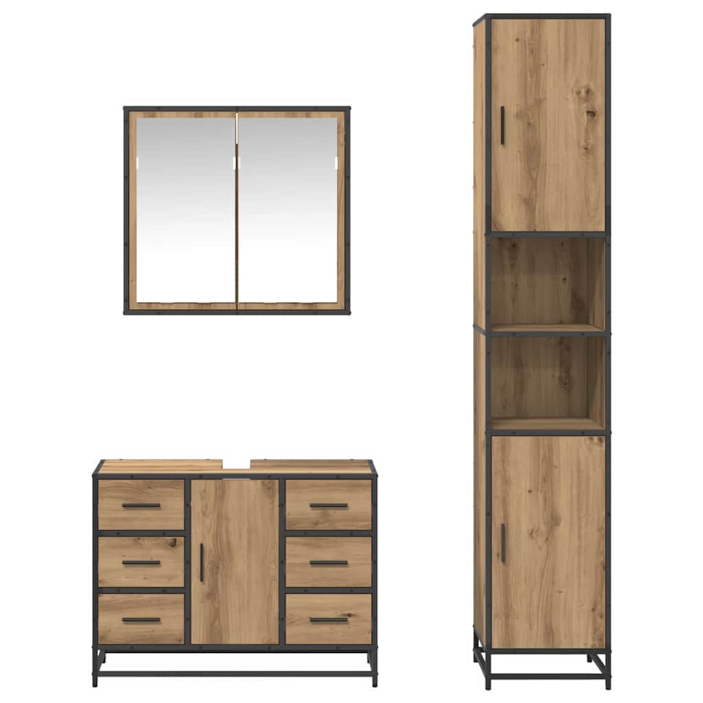 Baderomsinnredningssett 3 pcs Artisan Eik Konstruert tre
