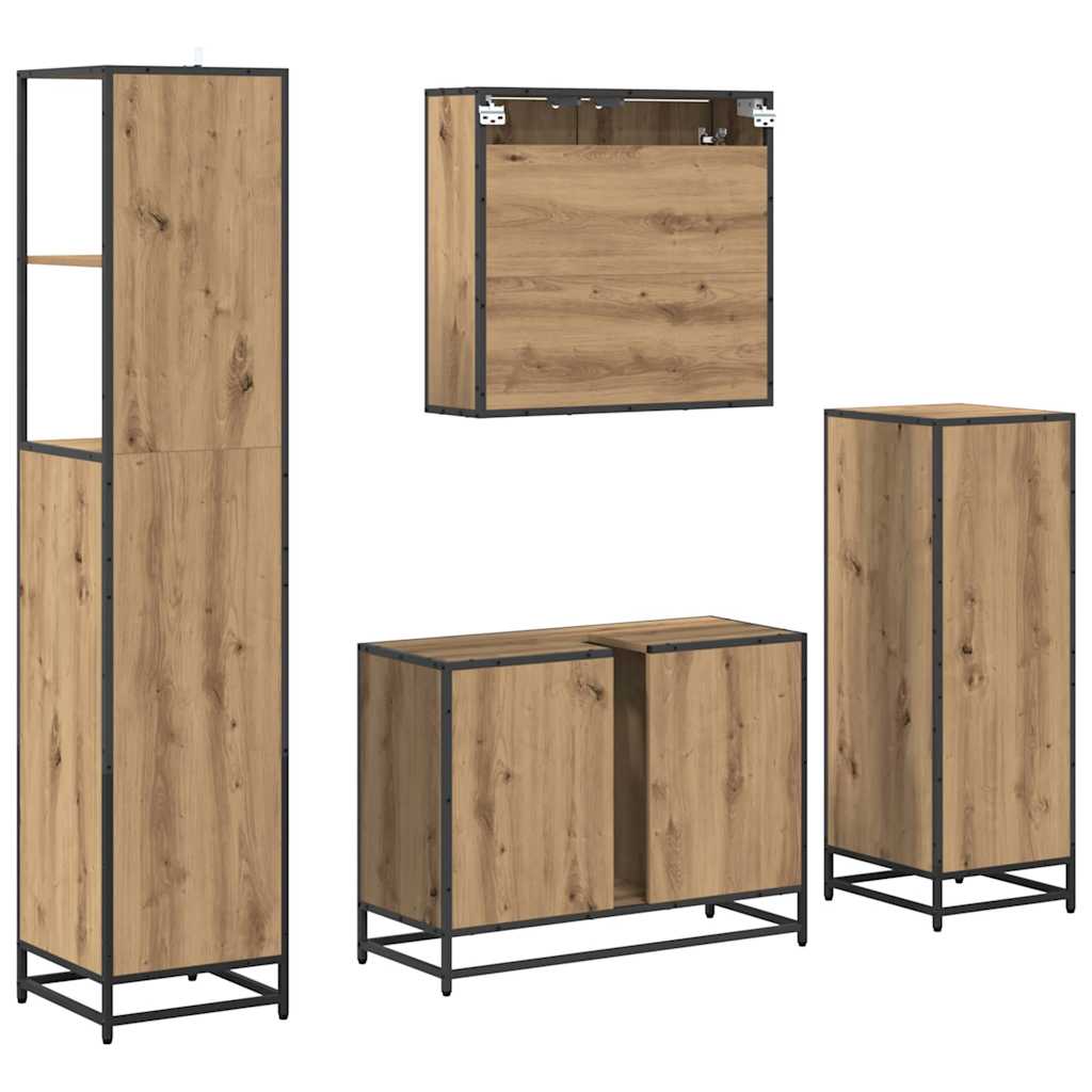 Baderomsinnredningssett 4 pcs artisan eik Konstruert tre