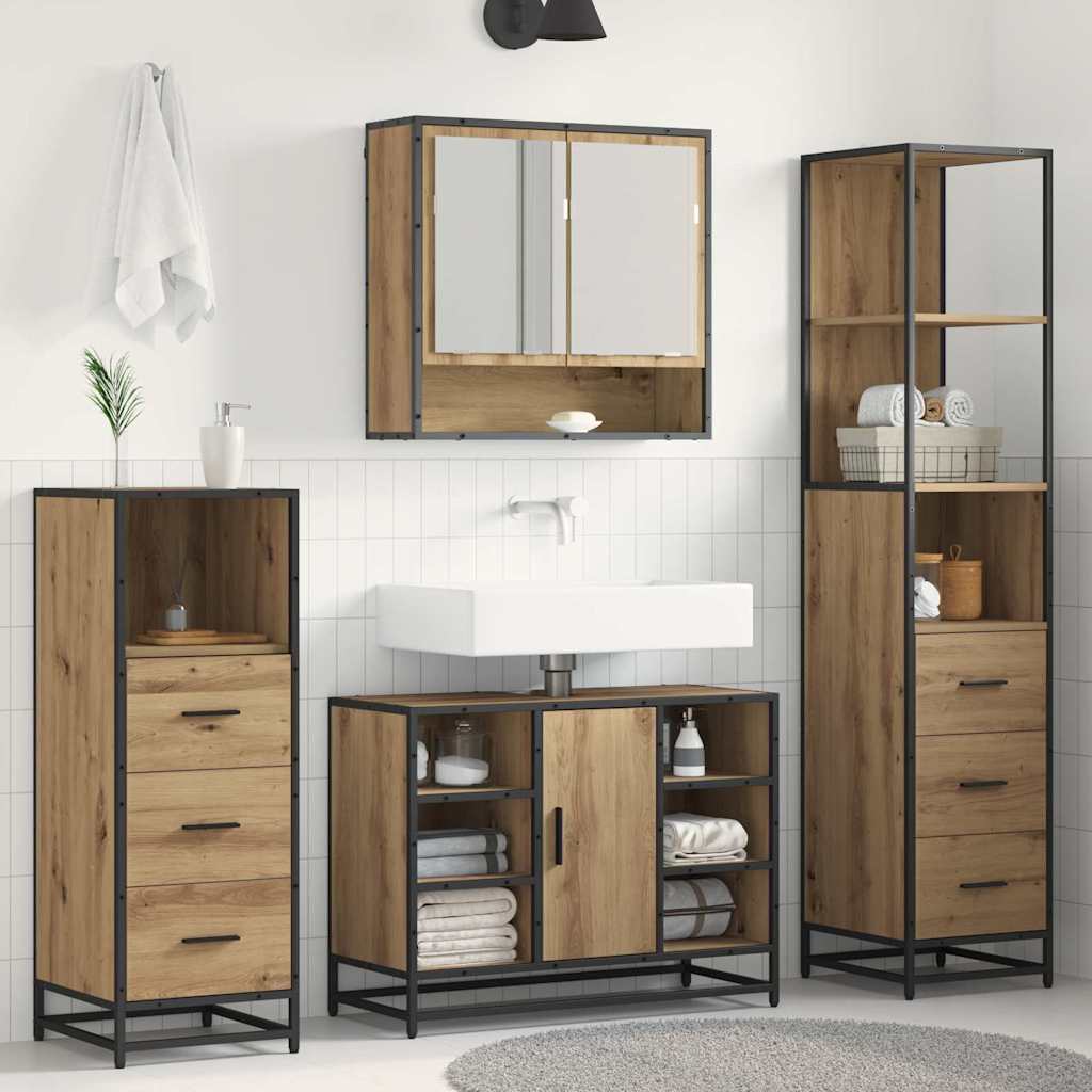 Baderomsinnredningssett 3 pcs Artisan Eik Konstruert tre