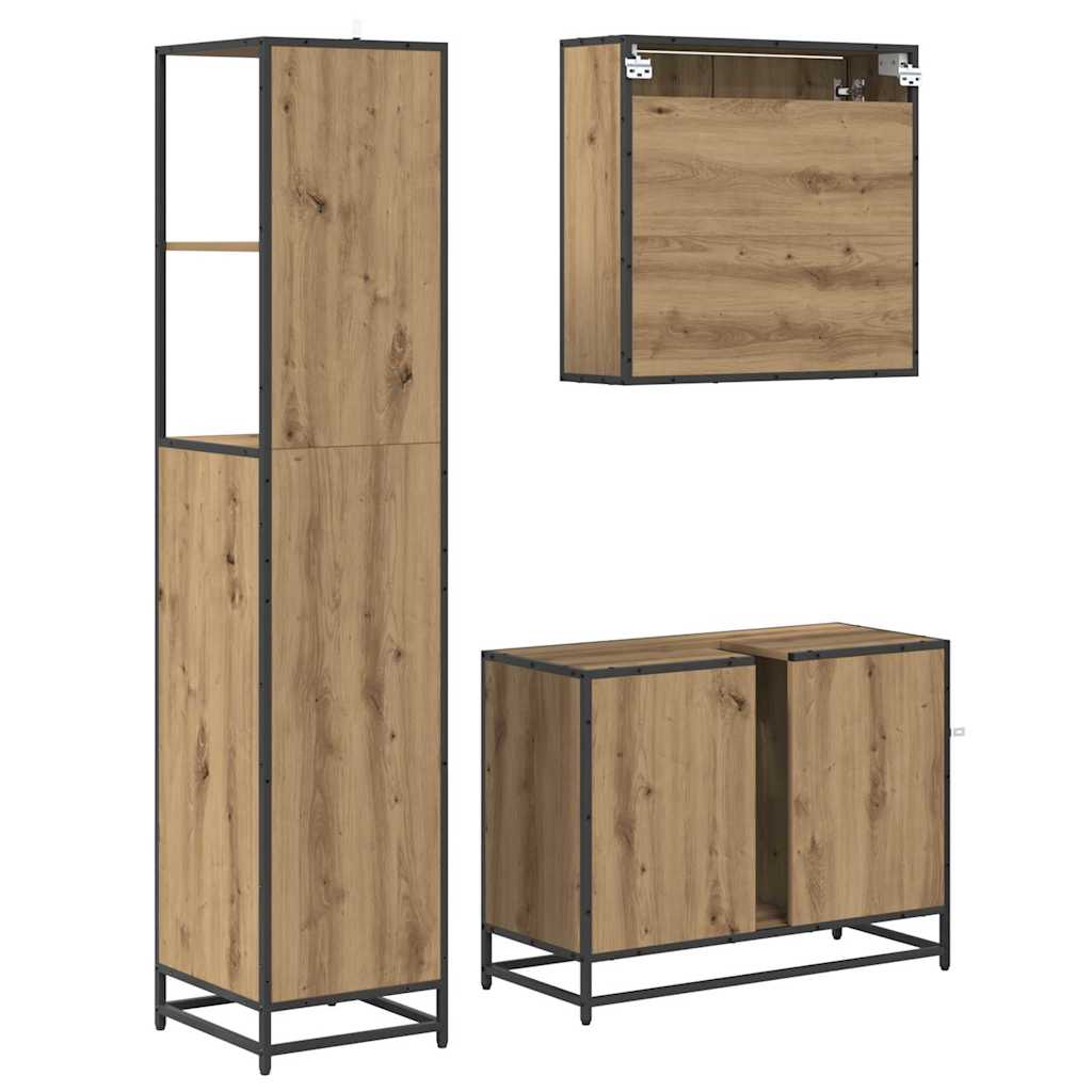 Baderomsinnredningssett 3 pcs Artisan Eik Konstruert tre