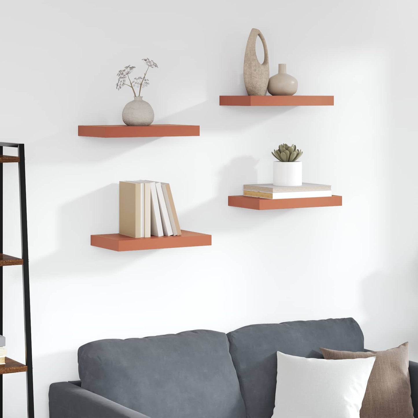 Vegghylle Veggmontert 4 pcs Rød 40 x 23,5 x 4 cm Konstruert tre