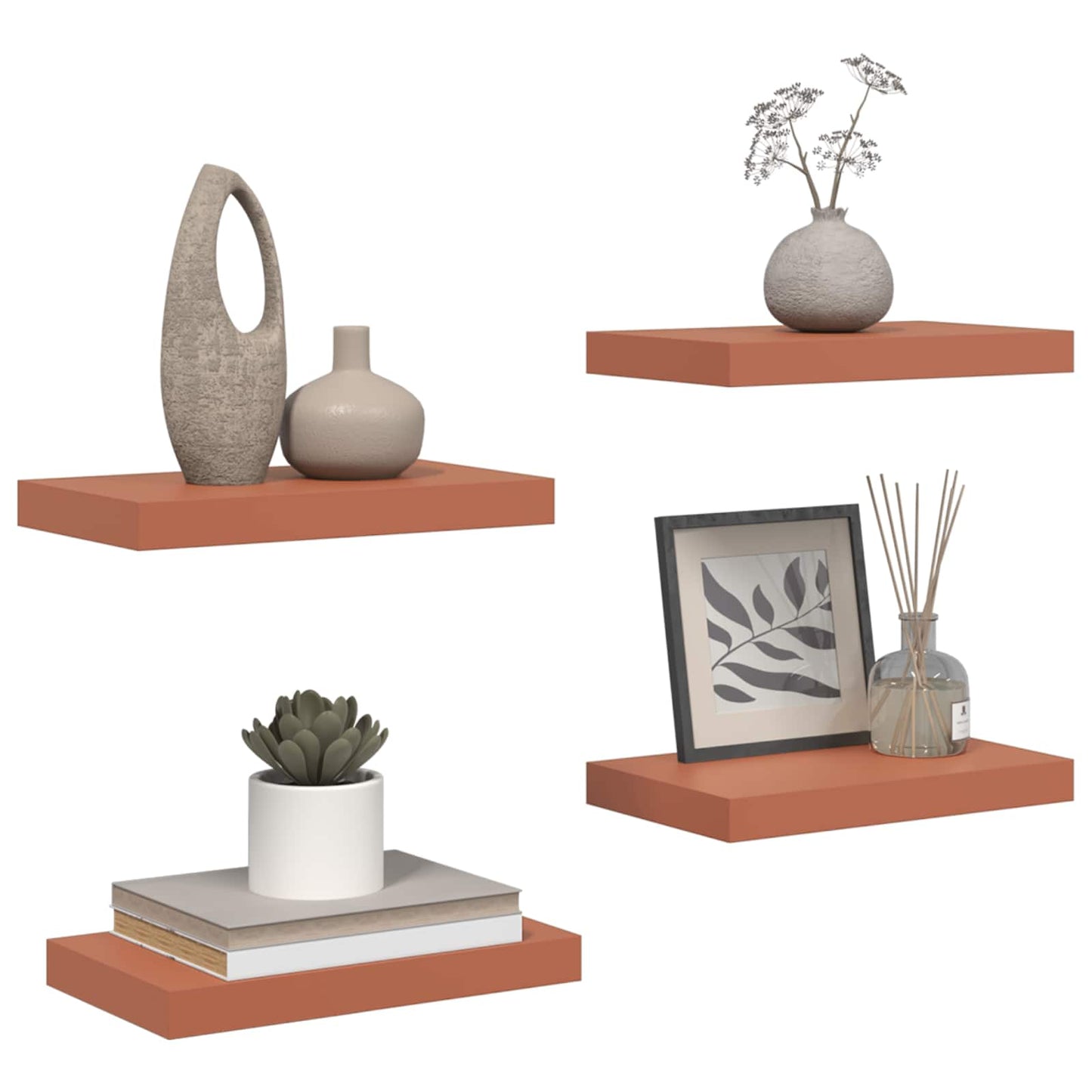Vegghylle Veggmontert 4 pcs Rød 40 x 23,5 x 4 cm Konstruert tre