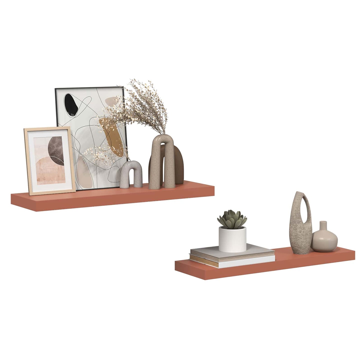 Vegghylle Veggmontert 2 pcs Rød 80 x 23,5 x 4 cm Konstruert tre