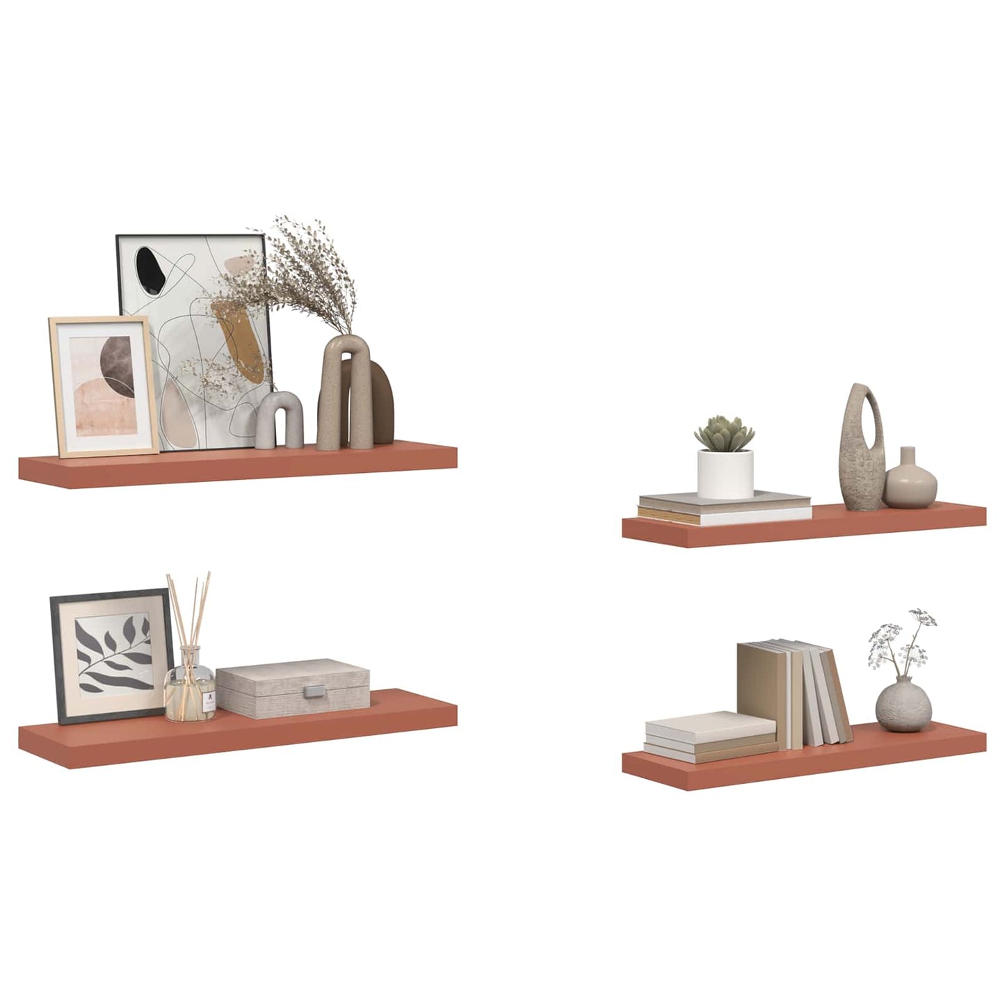 Vegghylle Veggmontert 4 pcs Rød 80 x 23,5 x 4 cm Konstruert tre
