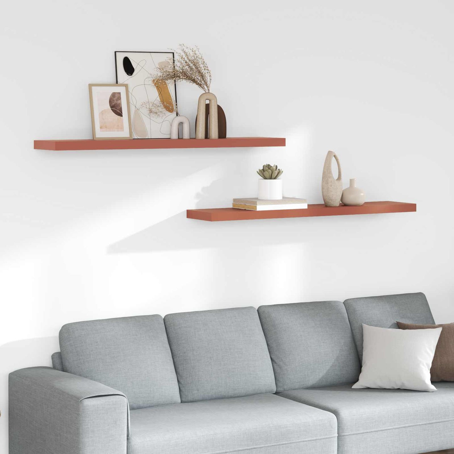 Vegghylle 2 pcs Rød 120 x 23,5 x 4 cm Konstruert tre