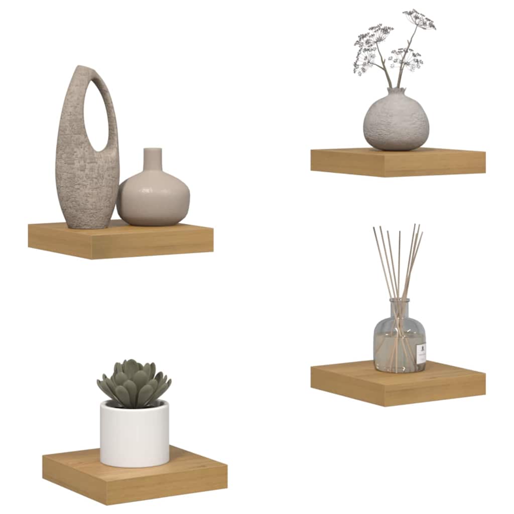 Vegghylle 4 pcs Brun 23 x 23,5 x 4 cm Konstruert tre