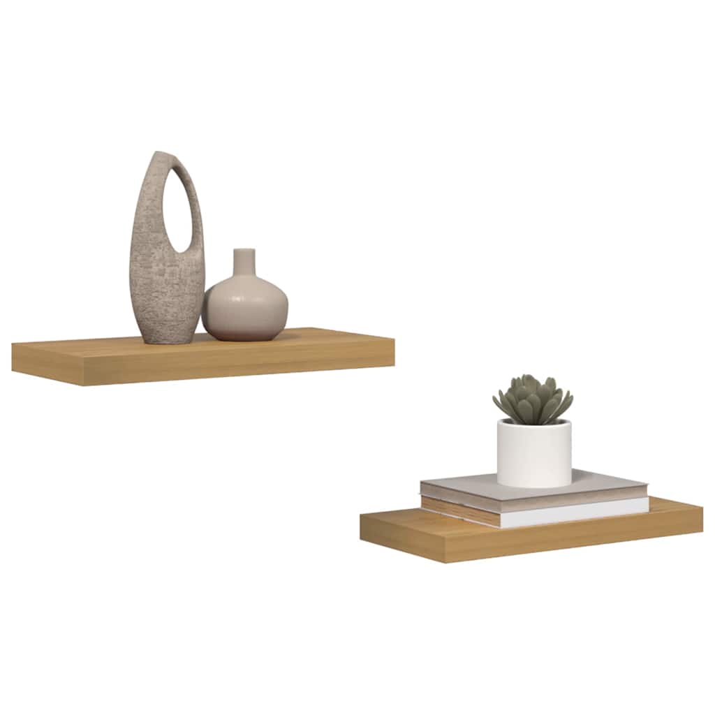 Vegghylle Veggmontert 2 pcs Brun 50 x 23 x 4 cm Konstruert tre