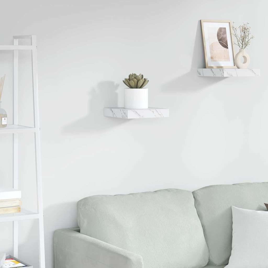 Vegghylle Hvit marmor 23 x 23,5 x 4 cm Konstruert tre