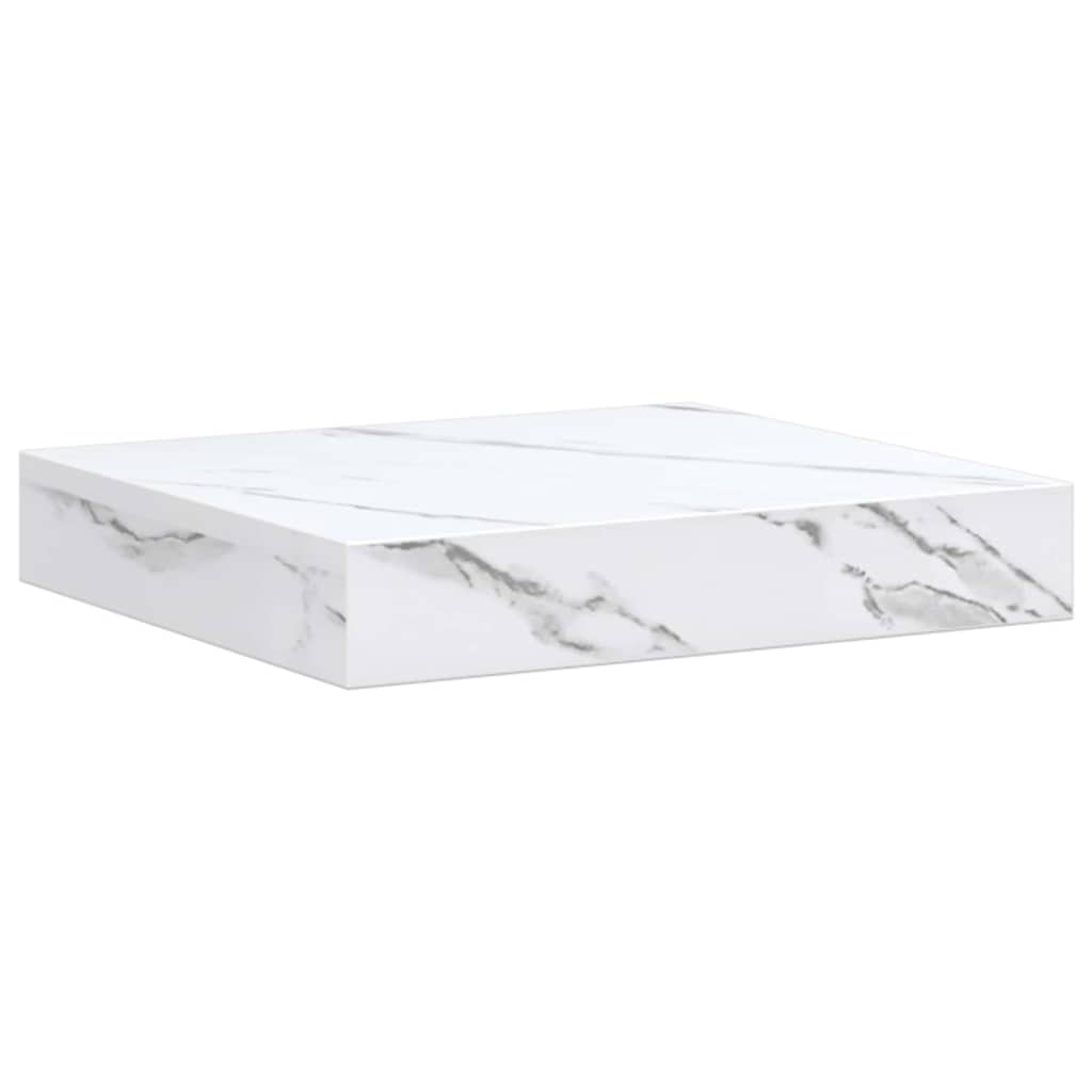 Vegghylle 2 pcs Hvit marmor 23 x 23,5 x 4 cm Konstruert tre
