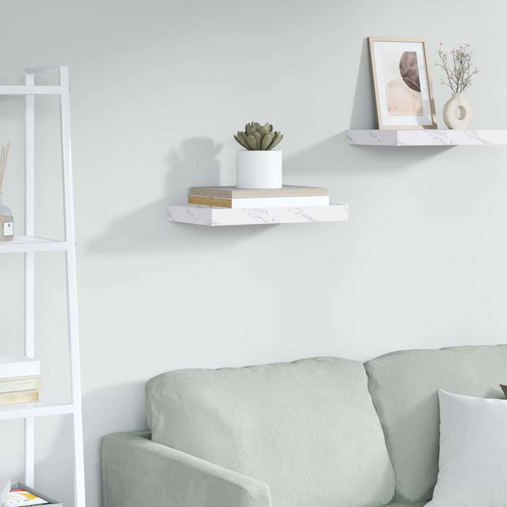 Vegghylle Hvit marmor 40 x 23,5 x 4 cm Konstruert tre