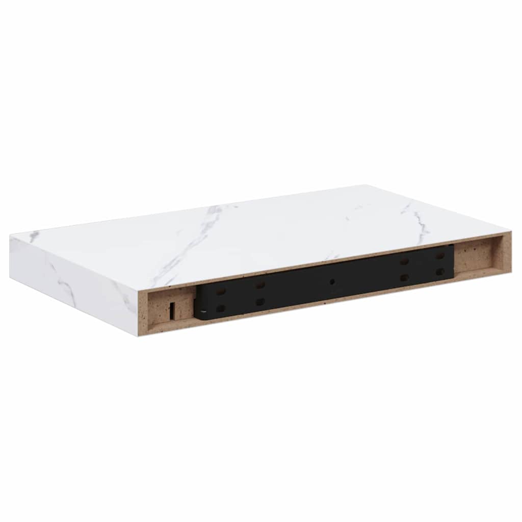 Vegghylle 4 pcs Hvit marmor 40 x 23,5 x 4 cm Konstruert tre