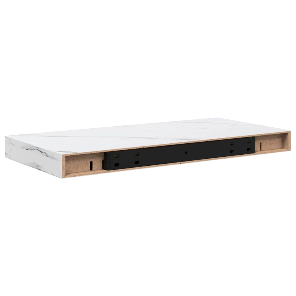 Vegghylle 2 pcs Hvit marmor 50 x 23,5 x 4 cm Konstruert tre