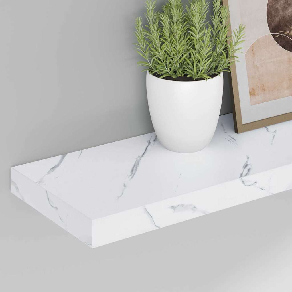 Vegghylle 4 stk. Hvit marmor 80 x 23,5 x 3,8 cm Konstruert tre