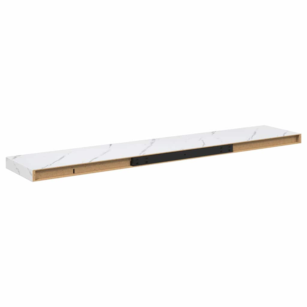 Vegghylle 2 pcs Hvit marmor 120 x 23,5 x 4 cm Konstruert tre