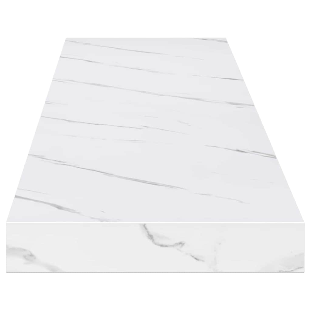 Vegghylle 2 pcs Hvit marmor 120 x 23,5 x 4 cm Konstruert tre
