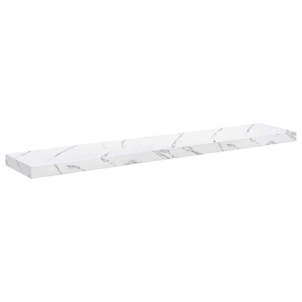 Vegghylle 4 pcs Hvit marmor 120 x 23,5 x 4 cm Konstruert tre