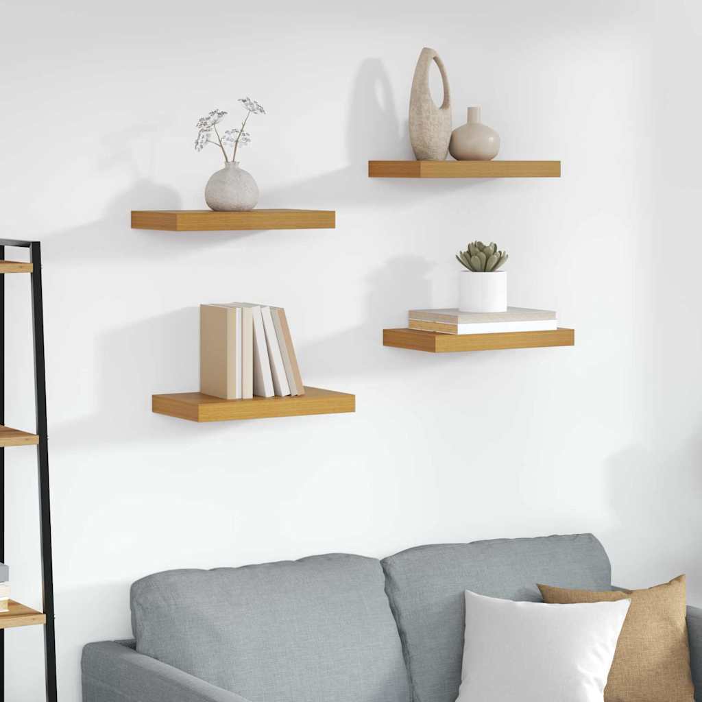 Vegghylle 4 pcs Beige 40 x 23,5 x 4 cm Konstruert tre