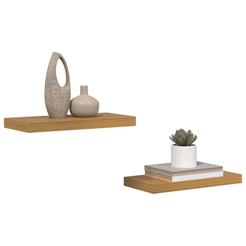 Vegghylle Veggmontert 2 pcs Beige 50 x 23 x 4 cm Konstruert tre
