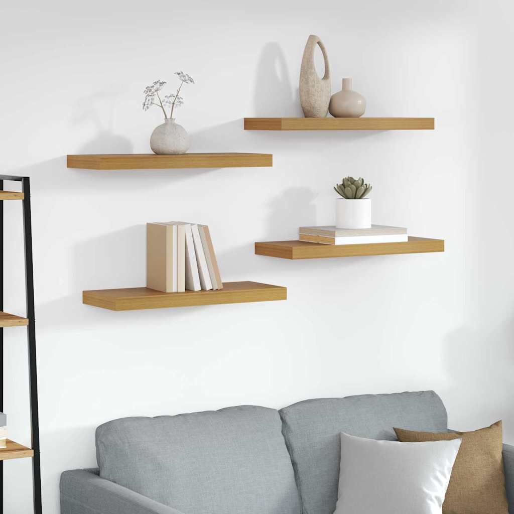 Vegghylle Veggmontert 4 pcs Beige 60 x 23 x 4 cm Konstruert tre