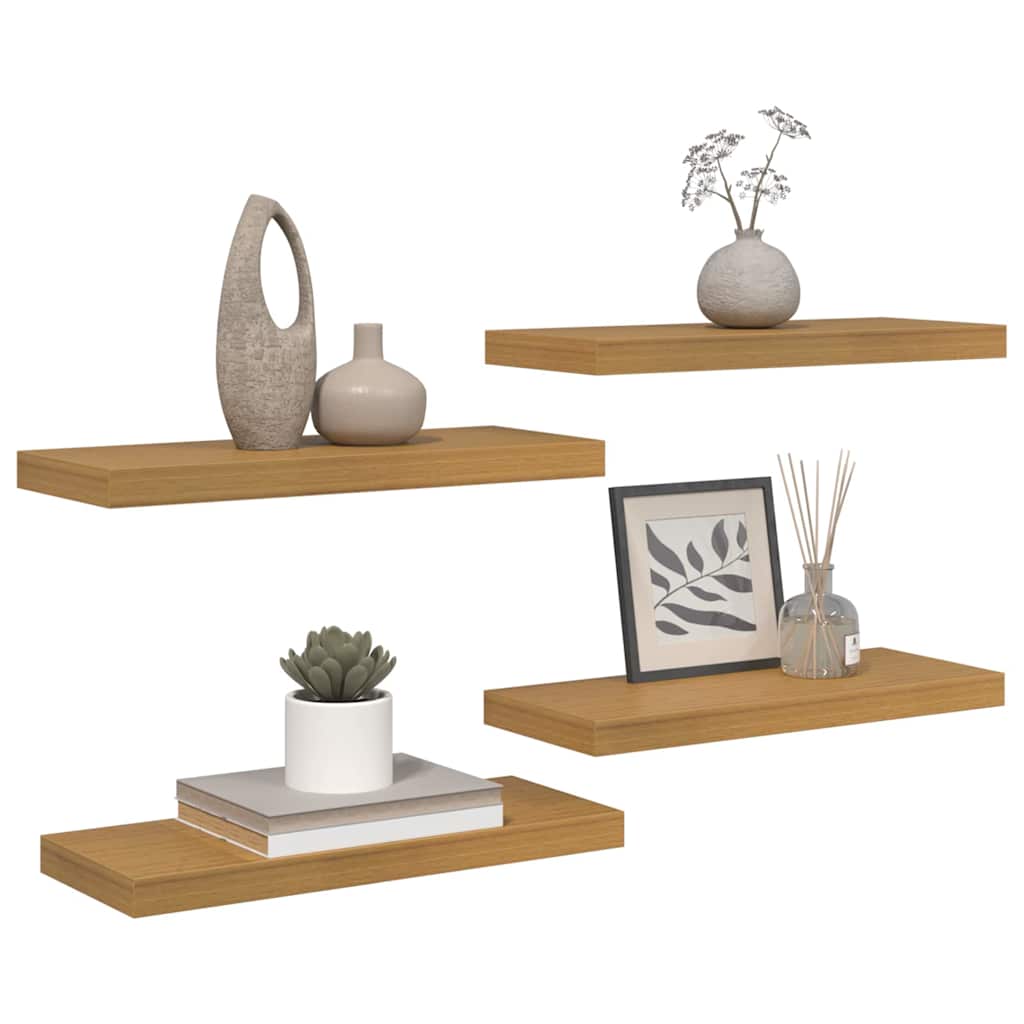 Vegghylle Veggmontert 4 pcs Beige 60 x 23 x 4 cm Konstruert tre