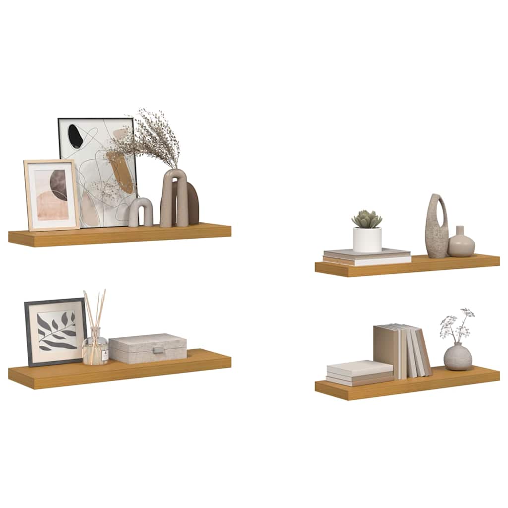 Vegghylle 4 pcs Beige 90 x 23,5 x 4 cm Konstruert tre