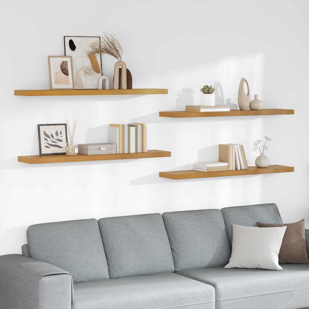Vegghylle 4 pcs Beige 120 x 23,5 x 4 cm Konstruert tre