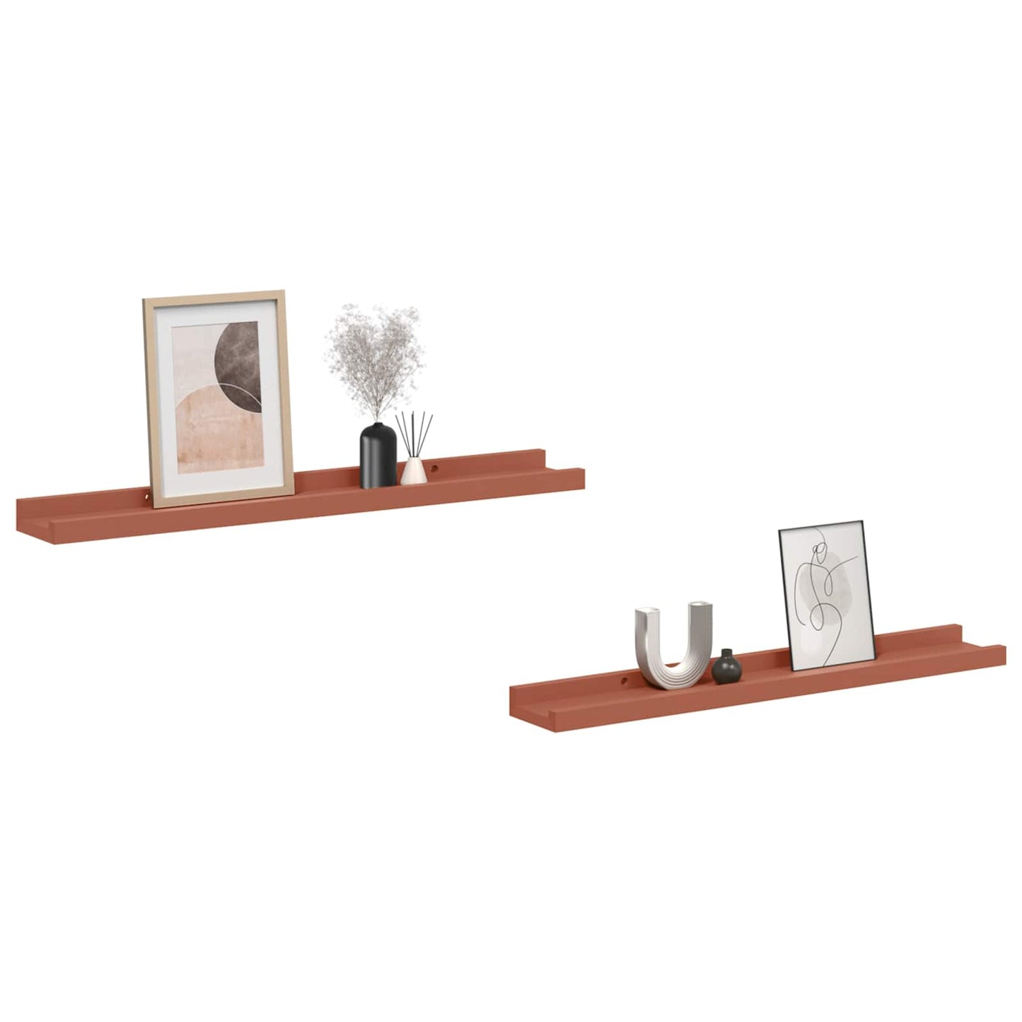 Vegghylle med hylle 2 pcs Rød 60 x 9 x 3 cm Konstruert tre