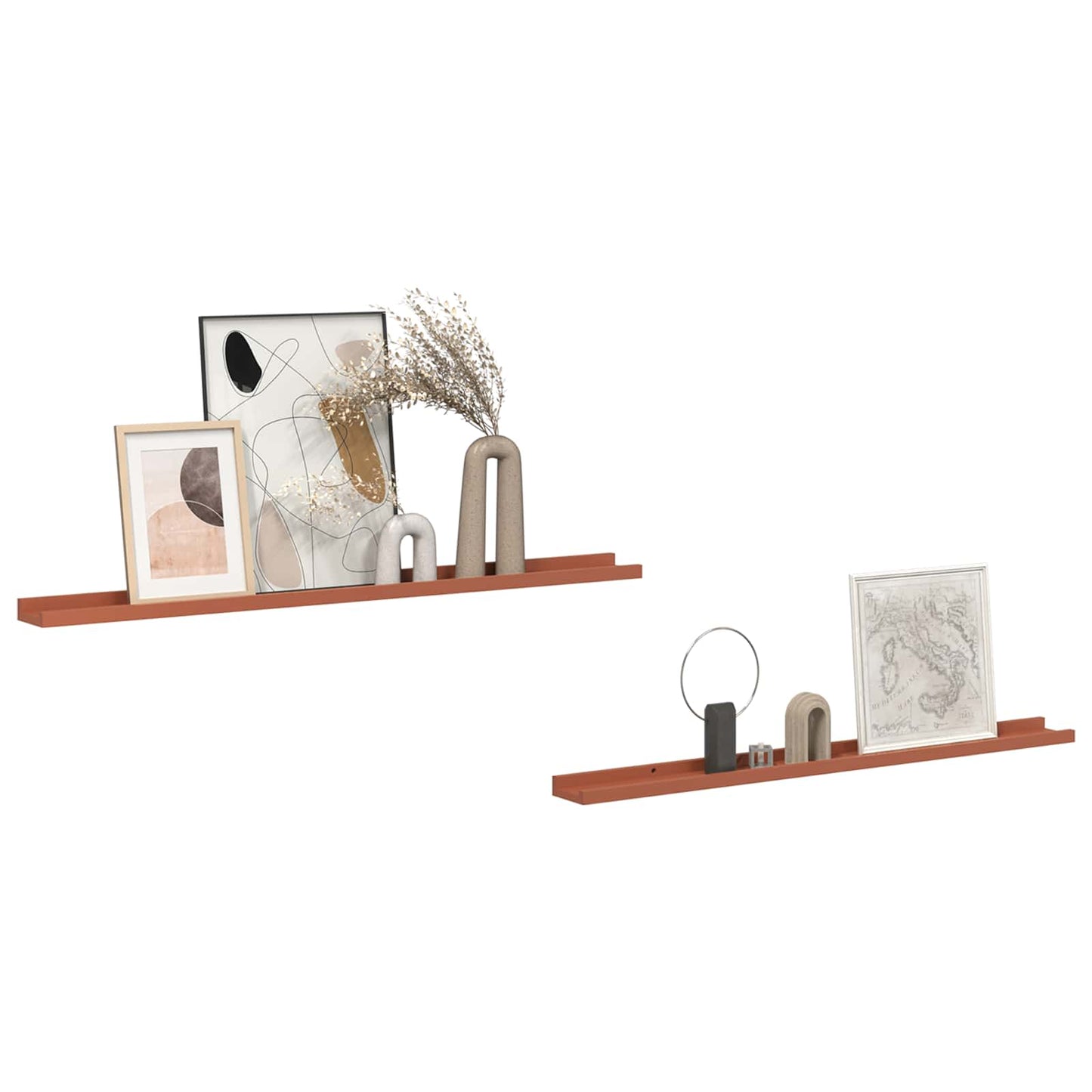 Vegghylle med hylle 2 pcs Rød 100 x 9 x 3 cm Konstruert tre