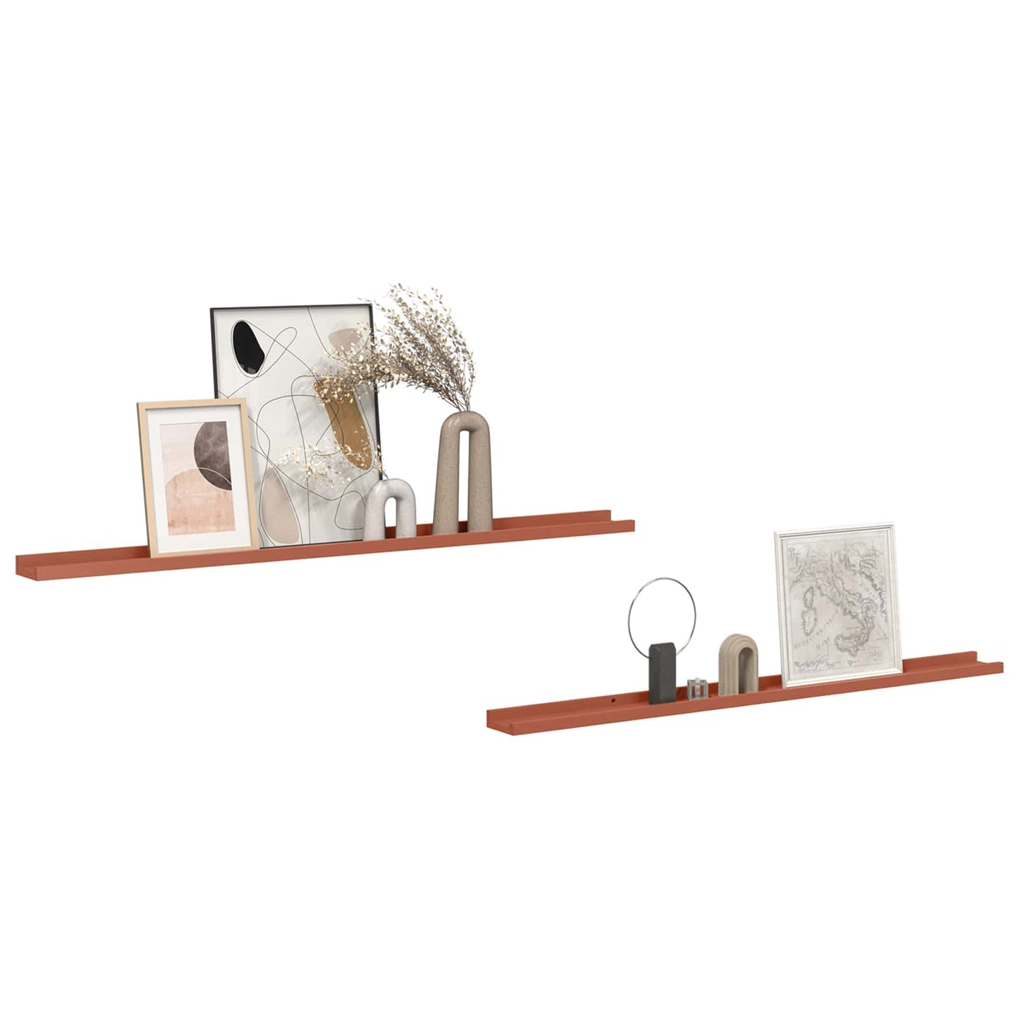 Vegghylle med hylle 2 pcs Rød 115 x 9 x 3 cm Konstruert tre