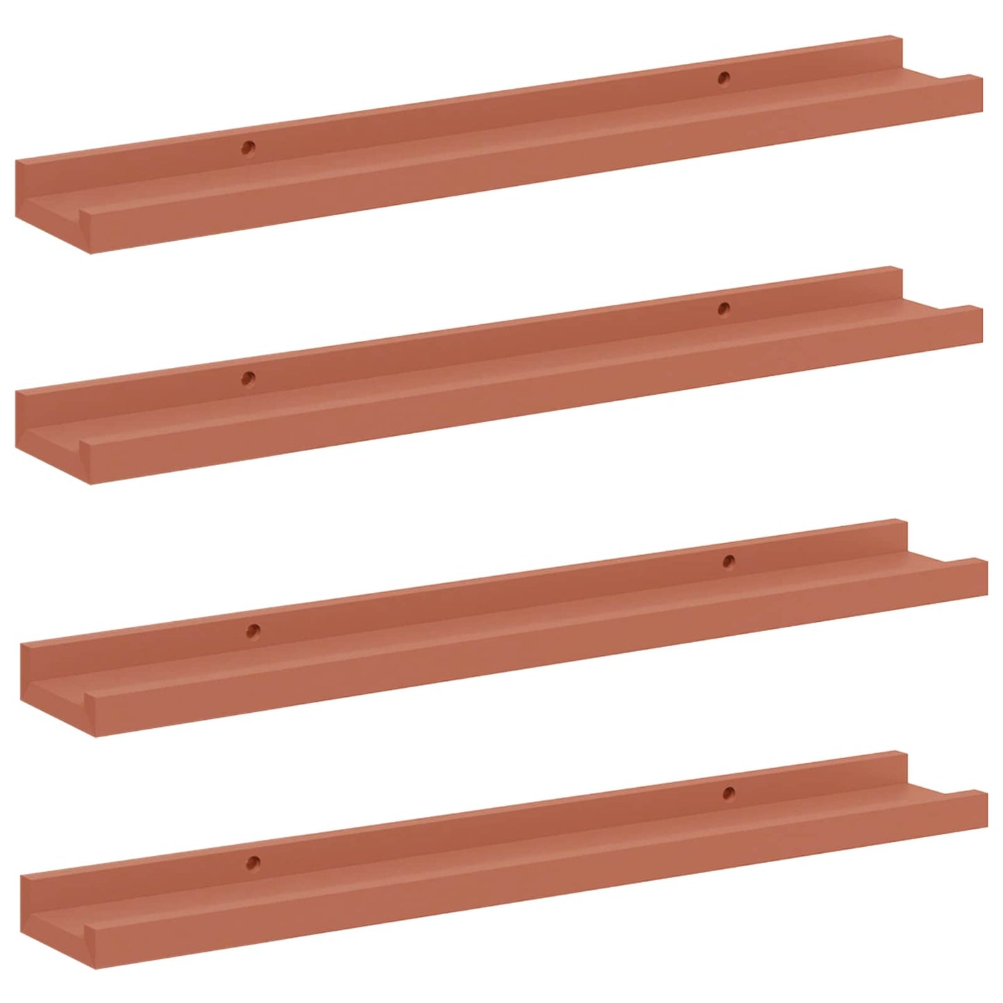 Vegghylle med hylle 4 pcs Rød 60 x 9 x 3 cm Konstruert tre