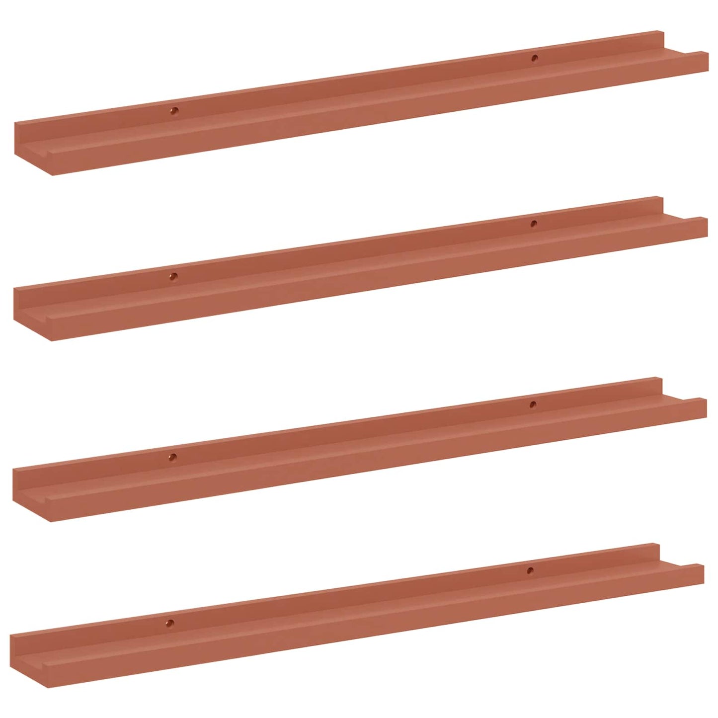 Vegghylle med hylle 4 pcs Rød 80 x 9 x 3 cm Konstruert tre