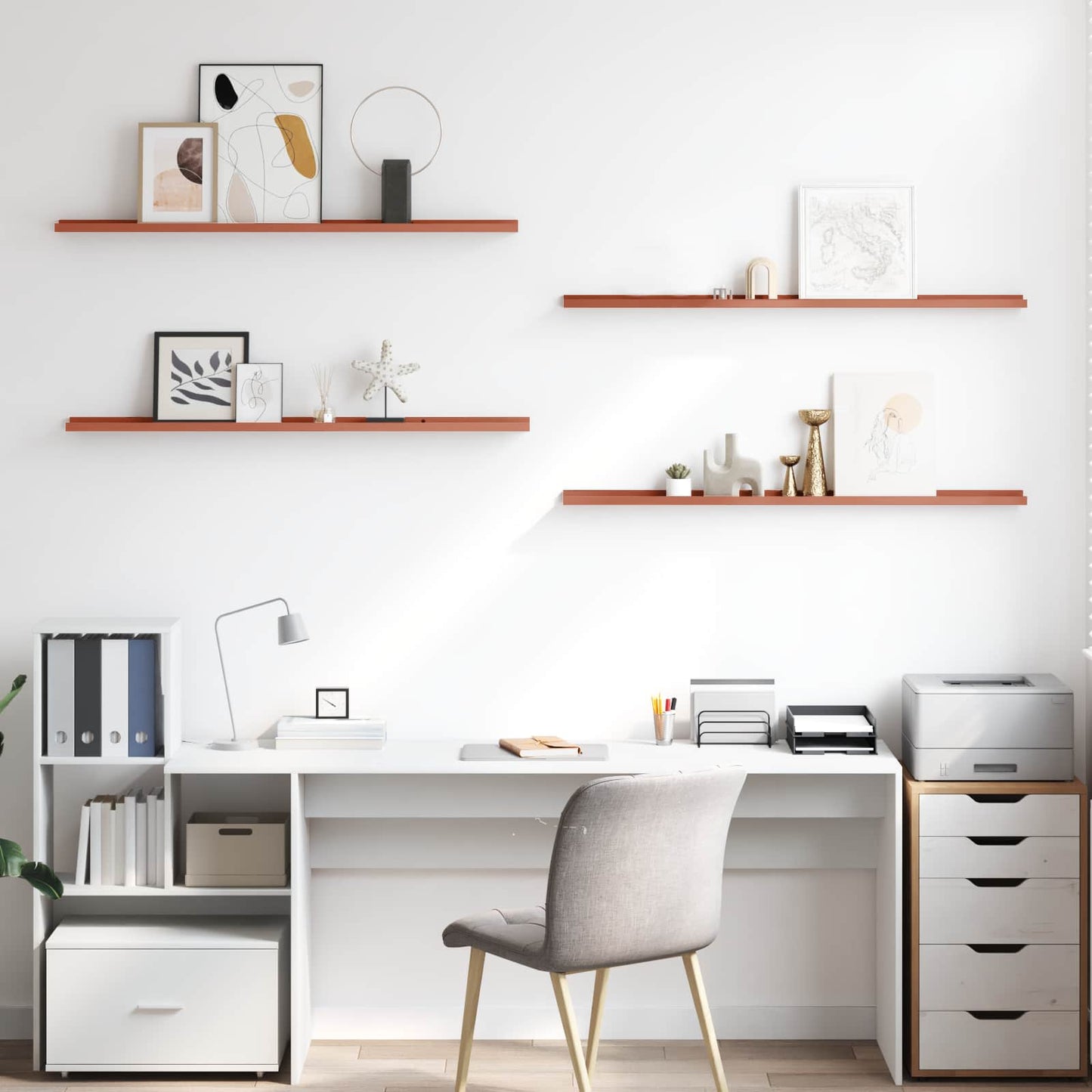 Vegghylle med hylle 4 pcs Rød 115 x 9 x 3 cm Konstruert tre