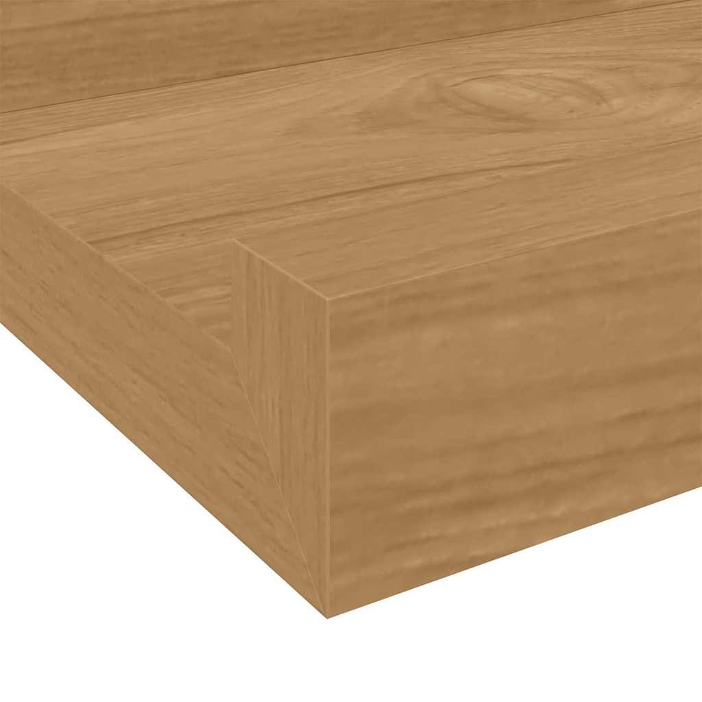 Vegghylle med hylle 2 pcs Brun 80 x 9 x 3 cm Konstruert tre