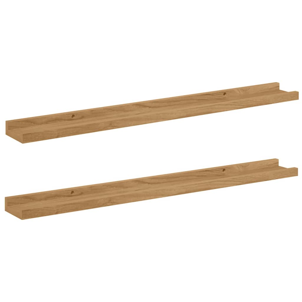 Vegghylle med hylle 2 pcs Brun 80 x 9 x 3 cm Konstruert tre