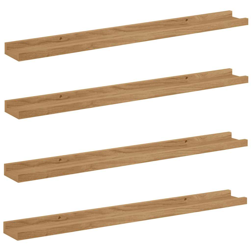 Vegghylle Veggmontert 4 stk. Brun 80 x 9 x 3 cm Konstruert tre
