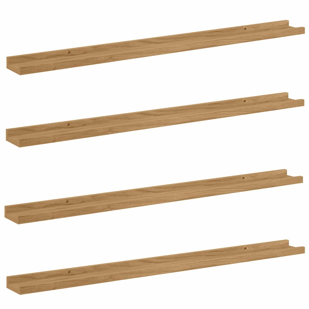 Vegghylle med hylle 4 pcs Brun 100 x 9 x 3 cm Konstruert tre