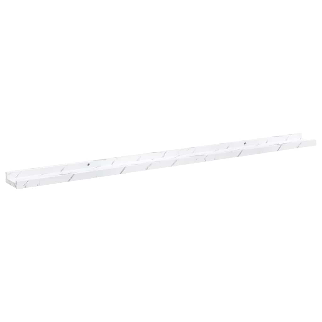 Vegghylle 2 pcs Hvit marmor 115 x 9 x 3 cm Konstruert tre