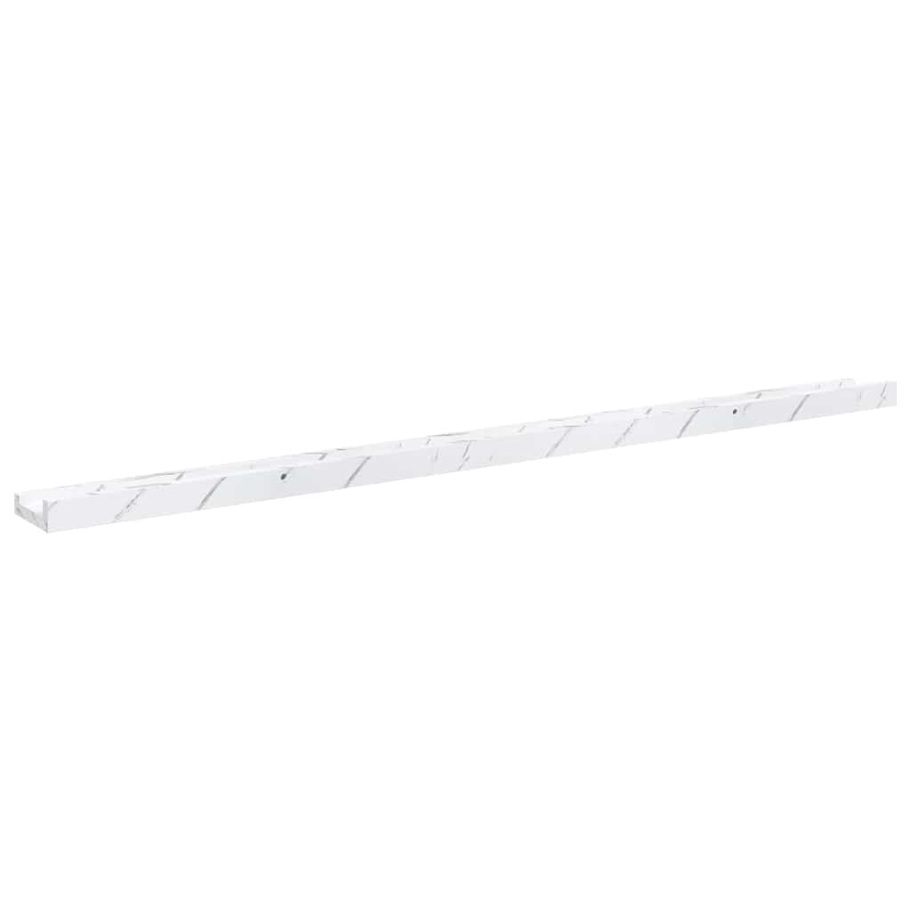 Vegghylle 2 pcs Hvit marmor 115 x 9 x 3 cm Konstruert tre