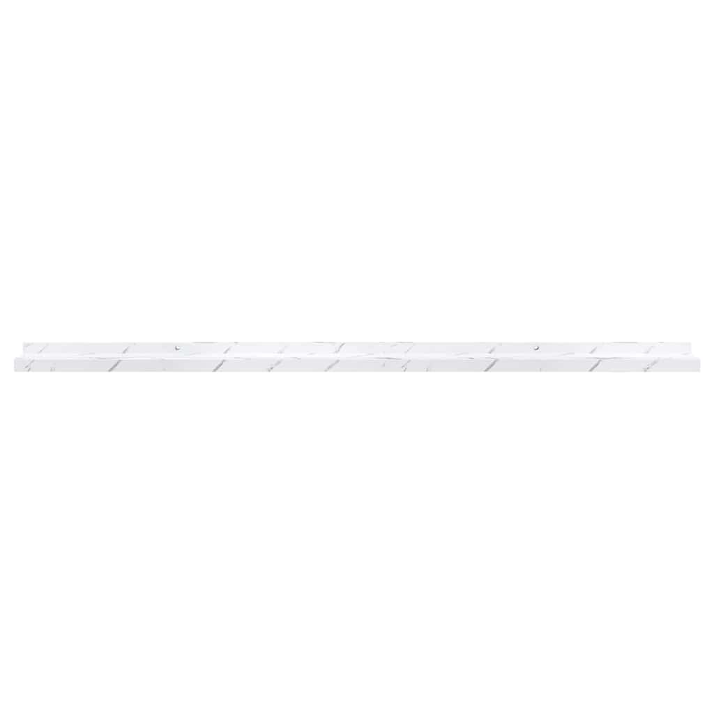 Vegghylle 2 pcs Hvit marmor 115 x 9 x 3 cm Konstruert tre