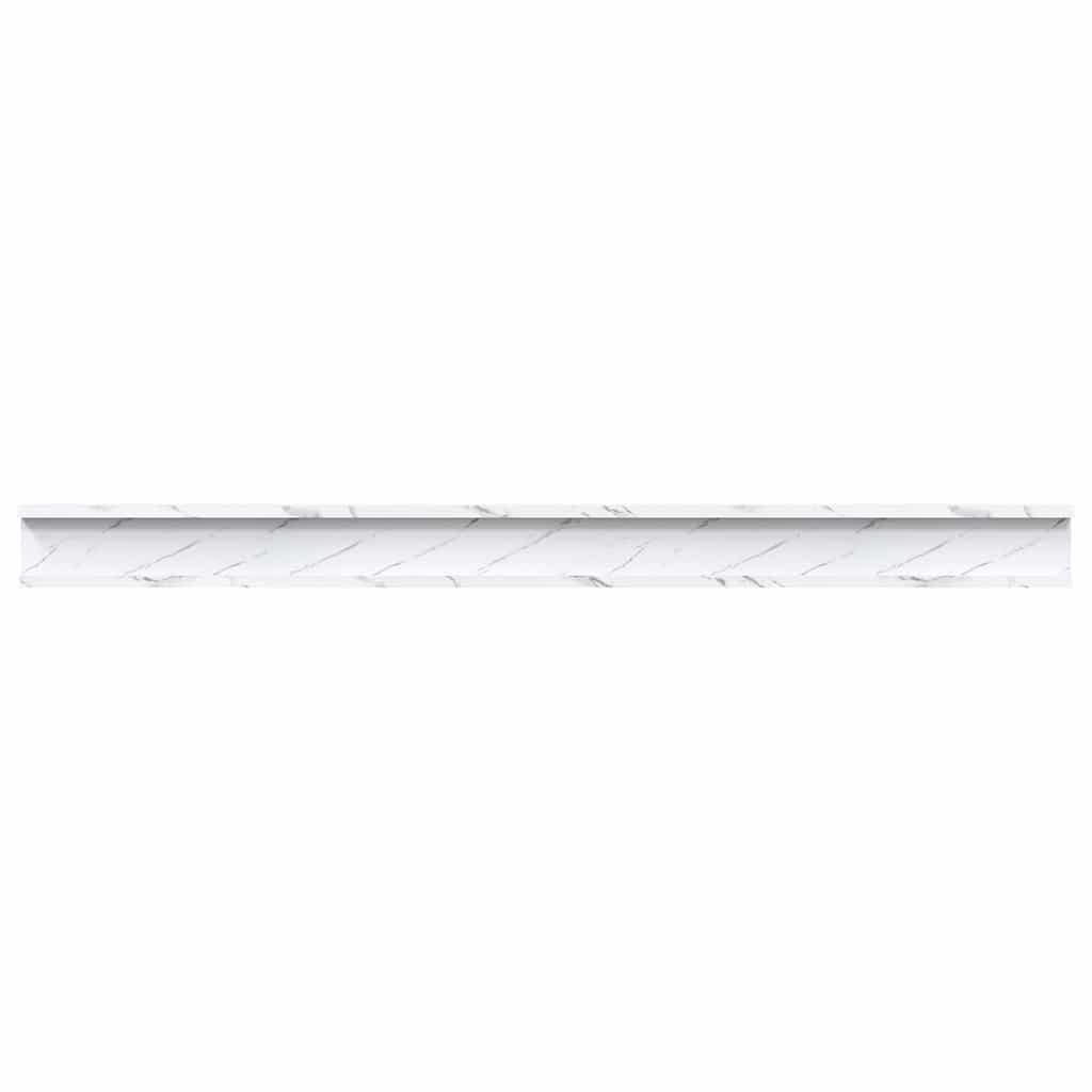 Vegghylle 2 pcs Hvit marmor 115 x 9 x 3 cm Konstruert tre