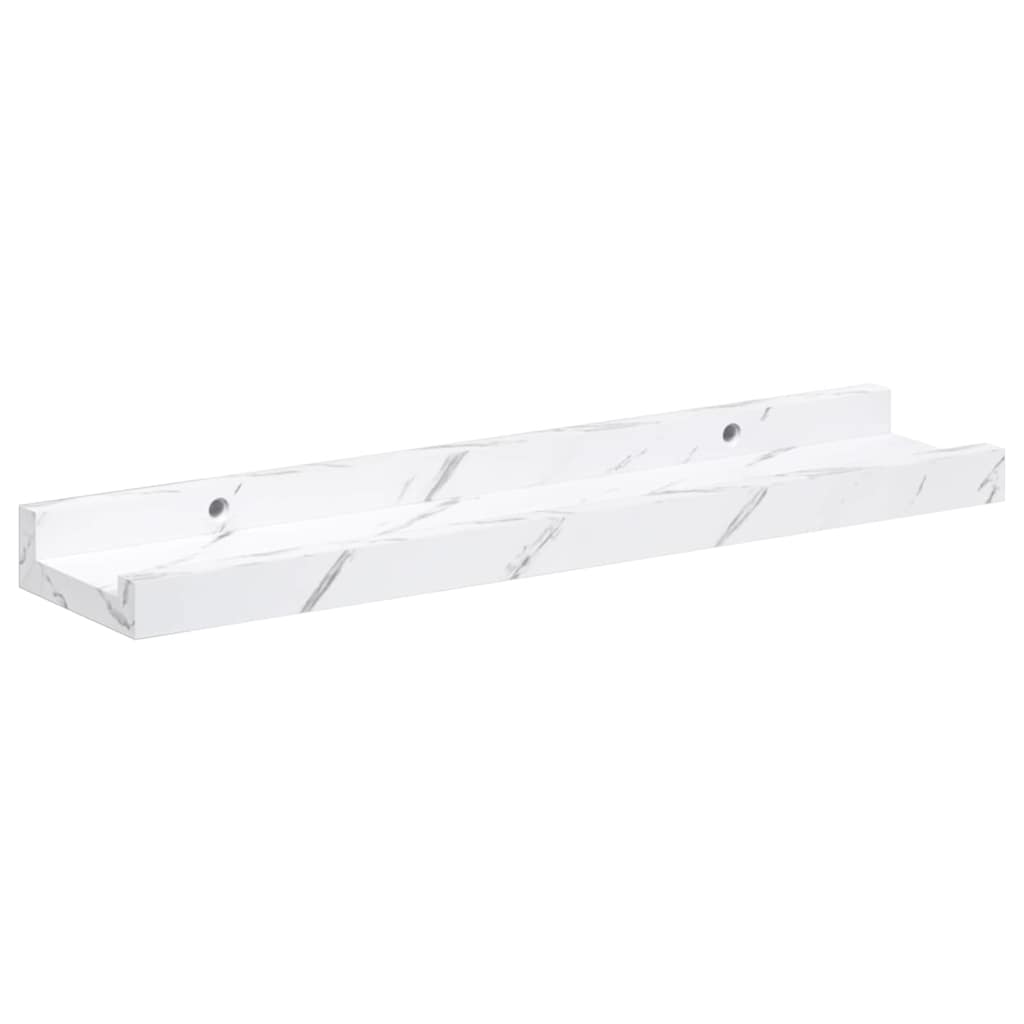Vegghylle 4 pcs Hvit marmor 40 x 9 x 3 cm Konstruert tre